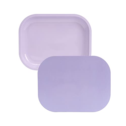 Metal Tray With Soft Magnetic Lid, Small Blank With Spill Proof Cover, Cute Purple, Perfect for Home and On-The-Go, 7" x 5.5" x 0.6" - color: Purple