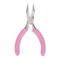 HARFINGTON Mini Needle Nose Pliers 3" Precision Jewelry Plier with Pink Plastic Handle for DIY Crafts Jewelry Making