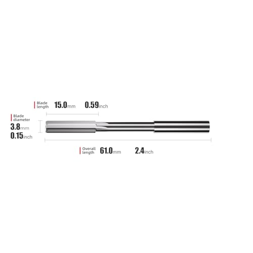 3.8mm Chucking Reamer,H7 HSS Straight Flutes Lathe Machine Reamer,Round Shank Milling Cutting Tool,1 pcs DRINYOUNG(3.8mm) - size: 3.8mm