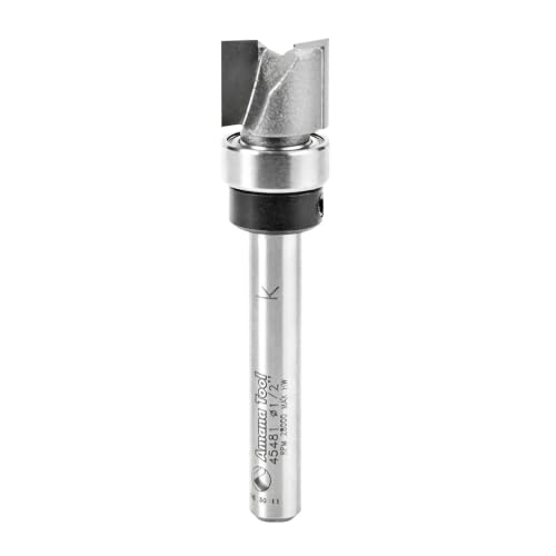 Amana Tool 45481 Flush Trim Router Bit 1/2 D x 3/8 CH x 1/4 SHK Bearing - size: 1/2 Dia x 3/8 x 1/4" Sh