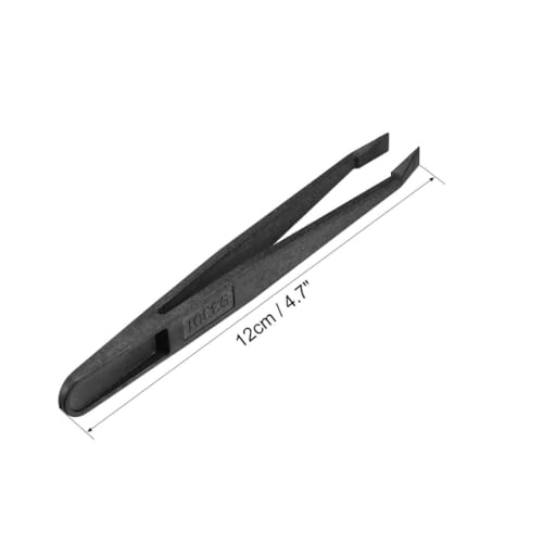 Black Plastic Slant Flat Tip Anti-static Tweezers 4.7 Inch Length 6pcs