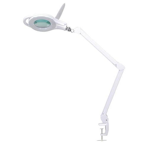 Neatfi Magnifying Lamp, Clamp, 3X 5-Inch Lens, 3 Light Modes (White) - color: White, size: 8 Diopter