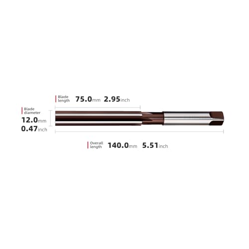 12mm Hand ReamerH8 Straight Slot Reamer,Metric Reaming Drill Bit for Metal,1Pcs, DRINYOUNG (12mm) - size: 12mm