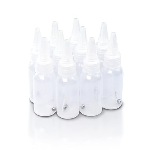 10Pack Airbrush Paint Bottle 30ml with Scale&Mixing Ball Plastic Container - size: 1 Ounces