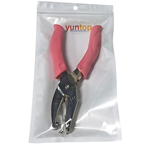 Handheld Hole Paper Punch Puncher with Pink Soft Handheld Grip