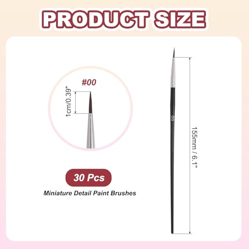 MECCANIXITY 30Pcs Fine Pointed Miniature Paint Brushes(Black #00) - color: Black, size: #00