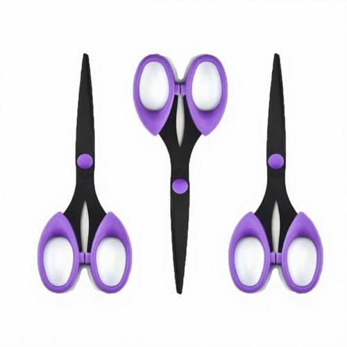 3 Pack 6.5 Inch Multi-Purpose Craft Scissors, Non-Stick(Purple) - color: Purple