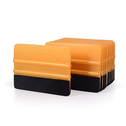 EHDIS 10pcs Vinyl Squeegee 4 Inch Car Vinyl Scraper Decal Applicator Window Tint Wallpaper Smoothing Tool with Black Fabric Felt Edge -Gold - color: Gold