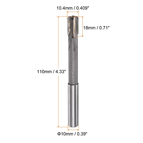 HARFINGTON Chucking Reamer 10.4mm H7 C1/K30 Carbide Tip Precision Straight Flutes Round Shank Lathe Machine Milling Cutter - size: 10.4mm