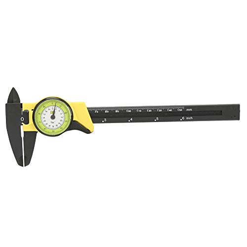 0-150Mm Plastic Dial Vernier, Caliper Measuring Tool Plastic Dial Caliper Caliper Ruler Roofessional Measure Tool (Yellow (Imperial))