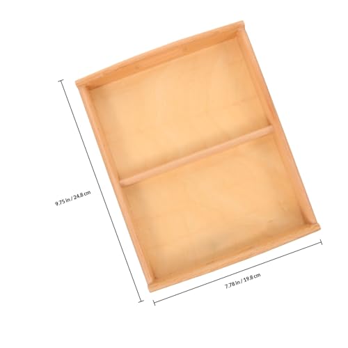 UPKOCH Small Wooden Montessori Tray with Handles, 2 Compartment