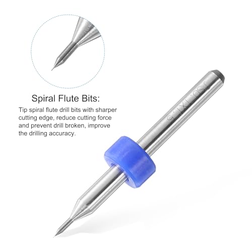 uxcell PCB Drill Bits 0.1mm Tungsten Carbide Rotary Tool Jewelry CNC Engraving Print Circuit Board Micro Drill Bits 1/8 Inch Shank 5 Pcs - color: Blue, size: 0.1mm