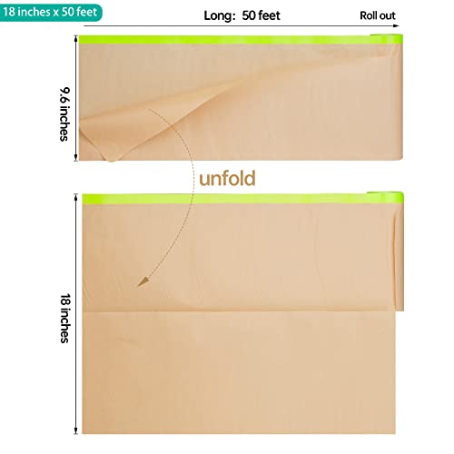 Tangibay Pre-Taped Masking Paper for Painting, 18 inch x 50 feet, 1 Roll - size: 1 Roll: 18"