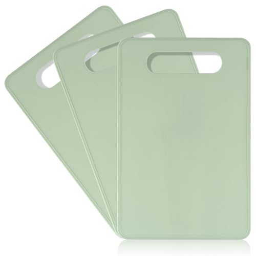 Luckyiren 3 Pack Small Plastic Cutting Board Set, Sage Green Chopping Mats - color: Sage Green; 3 Pack