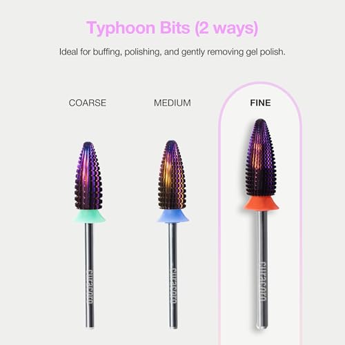 Curacoro Nail Drill Bits 3/32'' Typhoon Bits, 2 Way, Carbide Bit (Fine) - color: Galaxy - Typhoon Bit, size: Fine