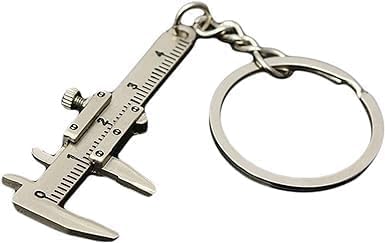 Mini Vernier Caliper Keychain, Car Keychain,Vernier Caliper Ruler Sliding Key Holder Rings Keychain Tools Cool Keychain Gift Ideas for Men Women 3D Movable Precision Measurement Tool