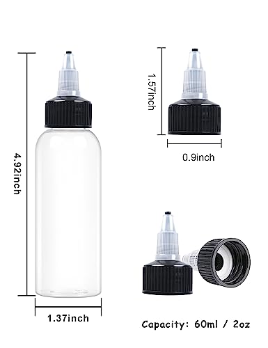 EOSAU 10 Pcs 2oz Clear Plastic Squeeze Bottles for Liquids, Twist Top Cap - color: Clear, size: 2oz 10Pack