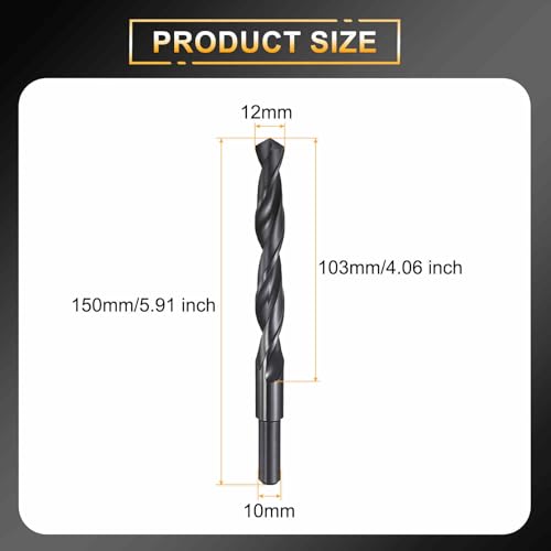 HARFINGTON 12mm Drill Bit 10mm Reduced Shank Round 4241 HSS 118° - size: 12mm, style: 10mm Shank