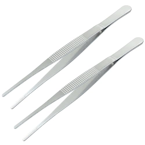 2 Pcs 6 Inch Stainless Steel Forceps, Straight - size: 6 Inch