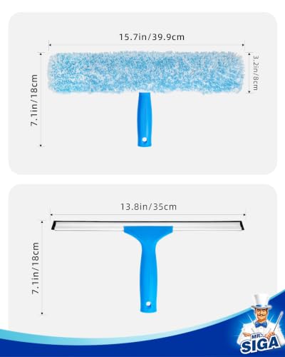 MR.SIGA Professional Window Squeegee & Microfiber Window Scrubber, 14 inch - size: 14-inch
