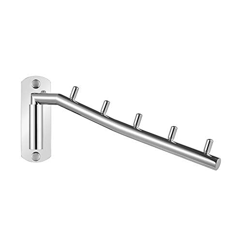 JQK Folding Clothes Hanger Rack, Stainless Steel Swing Arm Hook Holder, Clothing Hanging System Drying Closet Storage Organizer Chrome Wall Mount, SHR100-CH - color: Chrome