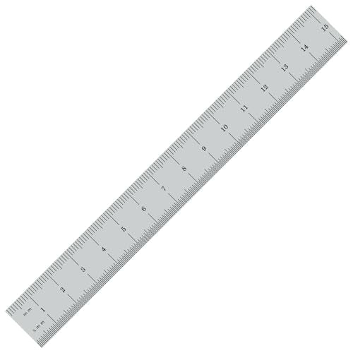 PEC Tools Made in USA 6"/150mm Rigid D/M Metal Ruler, 10ths 50ths 1mm 0.5mm - color: Rigid, size: 6"