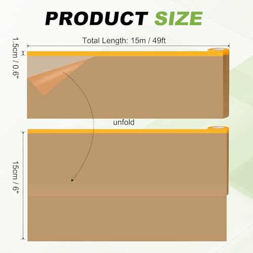 HARFINGTON Pre-Taped Masking Paper 6 in x 49 FT Yellow - color: Yellow, size: 6 IN x 49 FT