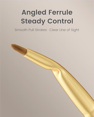Desert Oak Series Bent Eyeliner Brush - 30° Angled Kolinsky Sable for Sharp Lines & Brows, Luxury Bubinga Handle (CM 177) - color: CM-0177, size: 1 Piece