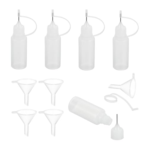 MECCANIXITY 5Pcs Needle Tip Squeeze Bottle, 15ml/0.51oz Glue Tip Applicator Bottles Plastic Liquid Glue Bottle for Paper Crafts, Painting, Oil, Ink(Clear, with 5 Funnel) - color: Clear, size: 15ml/0.51oz