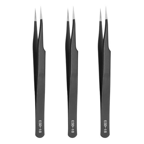 HARFINGTON 3pcs 4.92" Long ESD-18 Anti-static Straight Pointed Round Edge - size: 4.92"