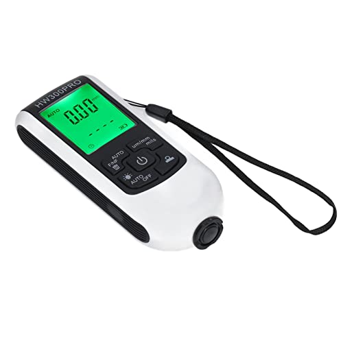 2024 Paint Thickness Gauge, Digital Coating Paint Depth with Portable Rope, Paint Thickness Meter Automatic Shutdown Function Paint Coating Meter for Outdoor (White) - color: White
