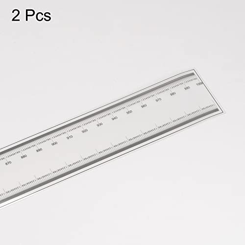HARFINGTON 2pcs Film Flexible Ruler 100cm 0.1mm Scale with R Angle & Width Lines PET Plastic Folding Straight Ruler Calibration Soft Ruler Measuring Tool for Factory, Transparent - size: 100cm