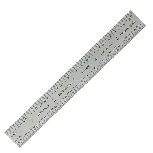 PEC Tools 6"/150mm Rigid Metal Ruler, Made in USA - color: Stainless Steel-Rigid, size: 6"/150mm