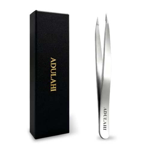 Precision Pointed Tweezers - Professional High Carbon Stainless Steel Needle Nose Tweezers for Effortless Eyebrows & Facial Hair Removal | Hand-Filed Sharp Tips | Salon & Home Use with Case