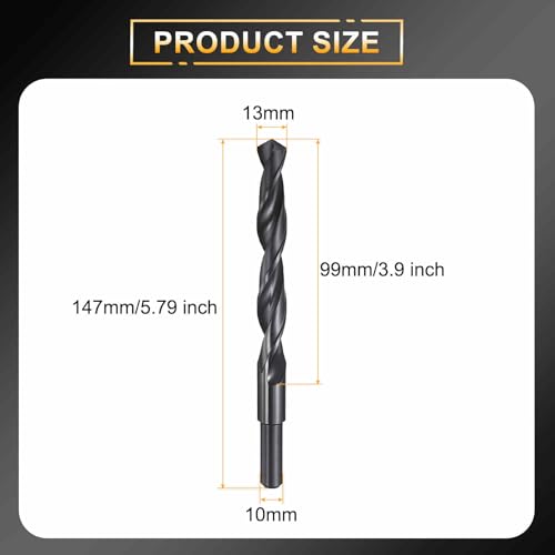HARFINGTON 13mm Drill Bit 10mm Reduced Shank Round 4241 HSS 118° - size: 13mm, style: 10mm Shank