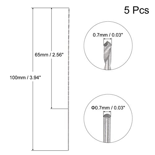 uxcell 5 Pcs 0.7mm Mini Micro Twist Drill Bits, High-Speed Steel Straight Shank Extra Long Drill Bit 100mm for Aluminum Alloy - size: 1.2x100mm