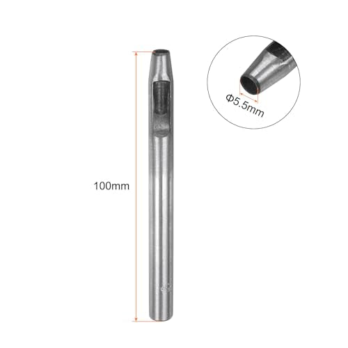 HARFINGTON Hollow Punch for Leather 5.5mm Round Hole Punch Tool for Belt Puncher Carbon Steel Single Punch for Watch Belts Cut Leather Craft Rubber Paper Fabric Plastic Soft Material - size: 5.5mm