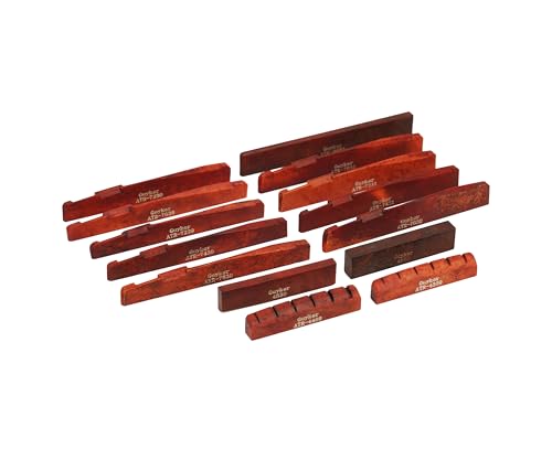 Guyker Acoustic Guitar Bone Nut - 6 String Red Flat Bottom Pre-Slotted Bone Nuts Replacement Parts Accessories for Acoustic Folk Guitar 2 Piece, 52x6x9mm ATR-5269 - size: ATR-5269, red 2 piece
