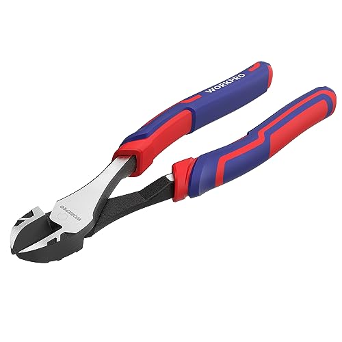 WORKPRO 8 Inch High Leverage Diagonal Pliers, Cr-V Steel & Anti-Slip Handle