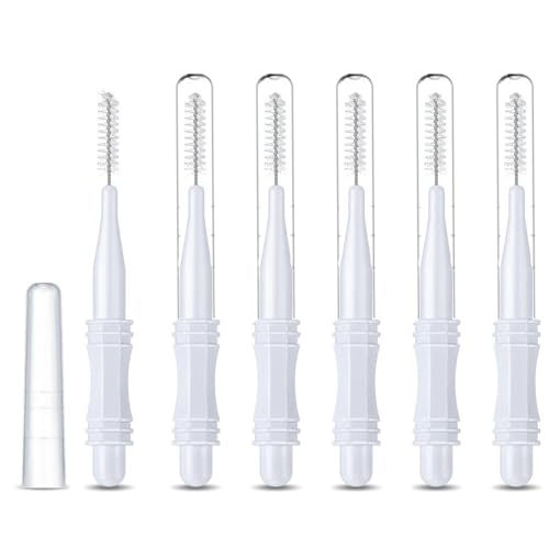 30Pcs Micro Eyebrow Brush Eyelash Extension Applicators Lash Eyebrow Brush Mascara Brush Wand Eyelash Extensions Brush with Cover for Eyebrows and Eyelashes Extensions, White