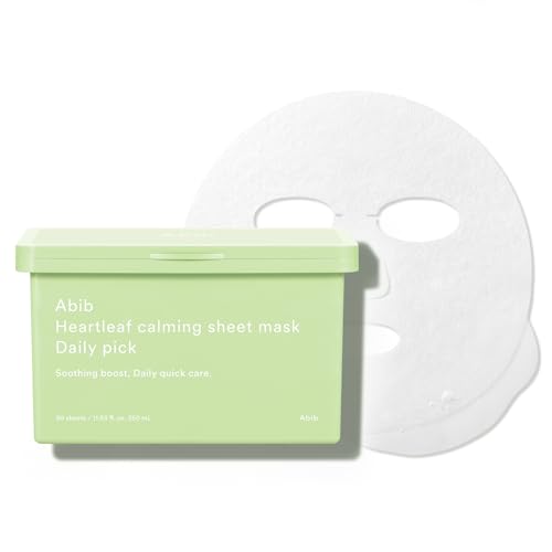 Abib Heartleaf Sheet Mask Daily Pick, 30 Sheets, Korean Skincare Soothing Face Mask - color: Heartleaf