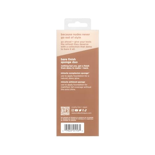 Real Techniques New Nudes Bare Finish Sponge Duo, Makeup Sponges - style: Blending Brush, 1 Count