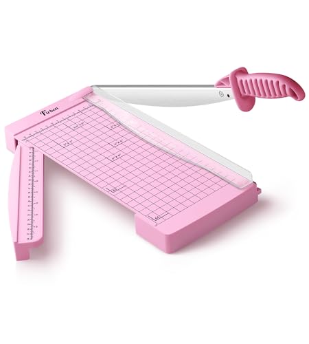 Firbon 12" Guillotine Paper Cutter with Hidden Ruler, Compact Paper Trimmer - color: Pink