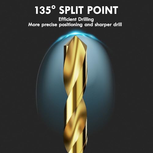 230Pcs(3/64" - 1/2") Titanium Twist Drill Bit Set - size: 3/64" - 1/2" - 230pcs HSS