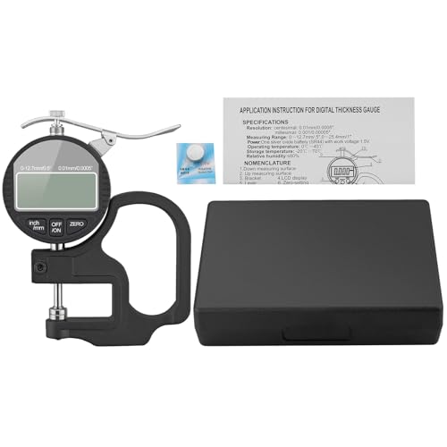 Neoteck Digital Thickness Gauge 0.5inch/12.7mm,0.0005inch/0.01mm Accuracy - color: Silver-grey, size: 0-0.5"/0.0005"