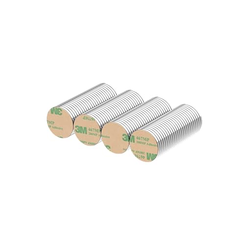 10x1mm - 100 Pack, Powerful Rare Earth Disc Magnet with 3M 467MP Adhesive Backing, Strong Thin Neodymium Round Magnets, Self Adhesive Magnet, Small Sticky Neodymium Magnets Disc - style: 10mm D x 1mm H - w/ 467MP adhesive