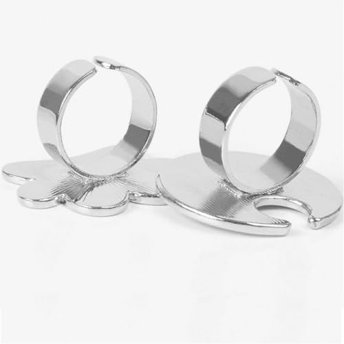 Mini Manicure Palette, 2 Pieces Metal Color Palette Rings, Nail Art Paint Tools, Microblading and Semi Permanent Makeup Supply (Foot Shape) - size: Foot shape