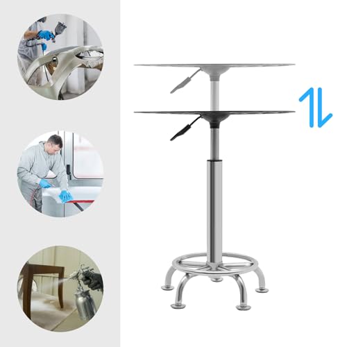 Spray Paint Rack, 23.6-31.5in 176.37lbs Rotating Paint Platform Rack Multi-Angle Lacquer Bench Adjustable Paints Spraying Stand Elevated Airbrush Table for Automotive Crafts Carving