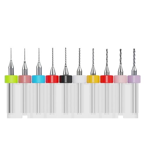 10 Pcs PCB Drill Bits Set, 1/8" Shank 0.3mm-1.2mm - size: 0.3-1.2mm