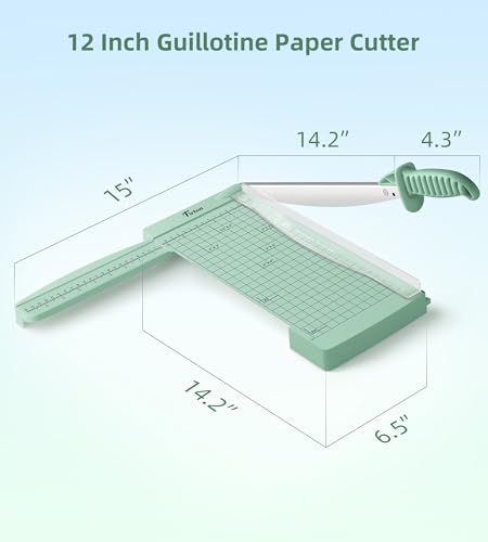 Firbon 12" Guillotine Paper Cutter with Hidden Ruler, Compact Paper Trimmer - color: Morandi
